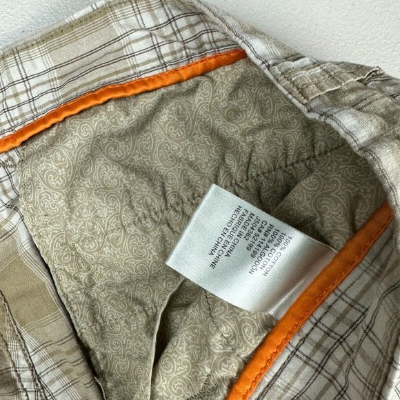 Quiksilver Edition Plaid Cargo Shorts Men Adult Size 38 Brown Used - Picture 6 of 10